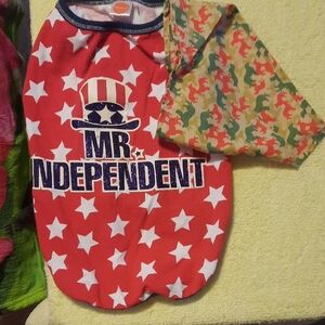 Patriotic Dog Shirt - Red and White And A Dog Bandana With Velcro